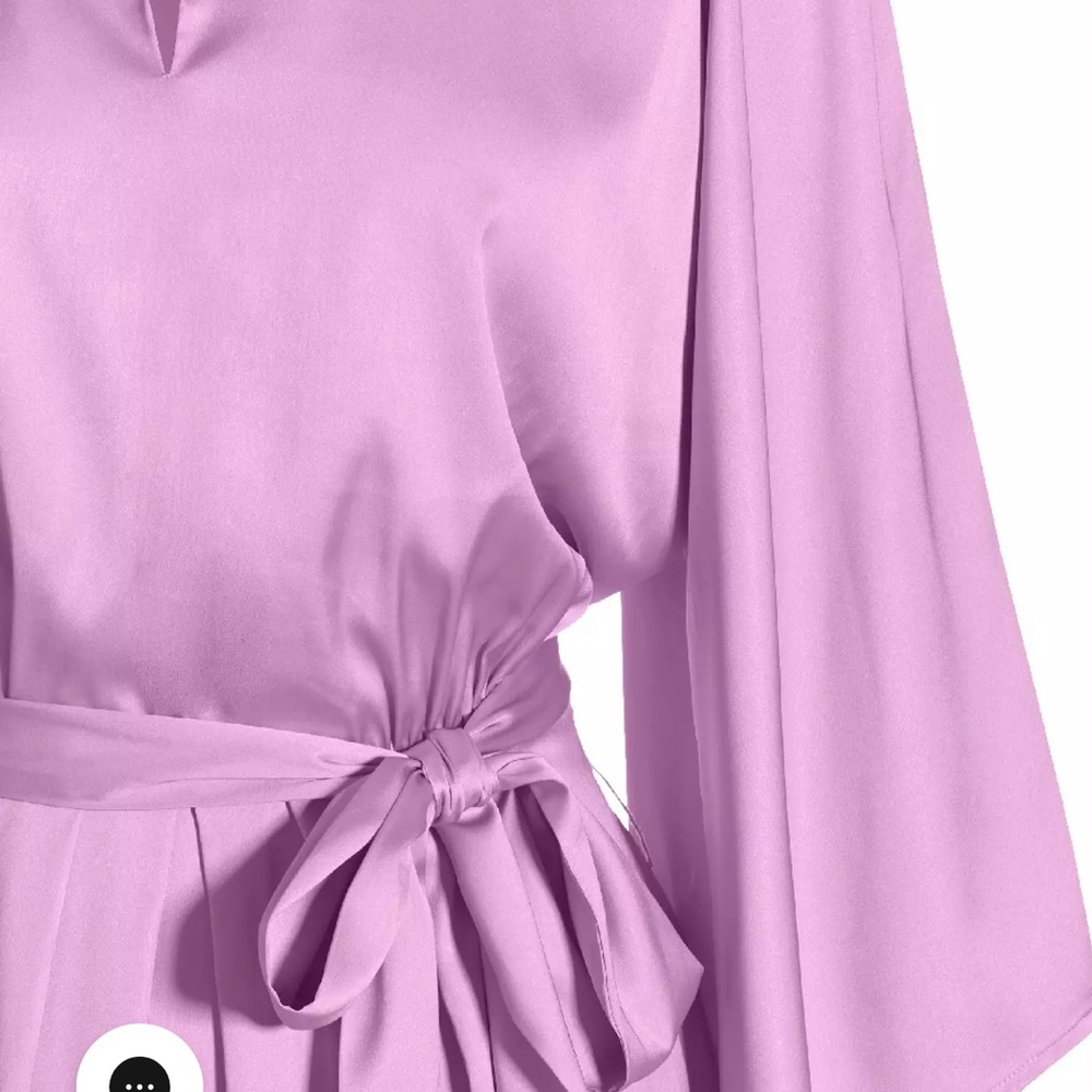 Boston Proper Flare Sleeve Collared Charmeuse‎ Dress Orchid Bouquet Size Large - Picture 4 of 12